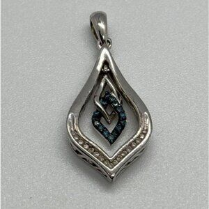 925 STERLING SILVER BLUE & WHITE SPINEL PENDANT